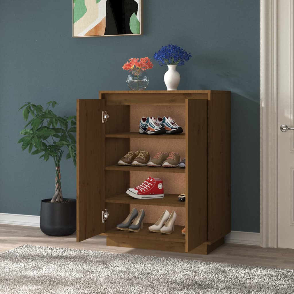 

vidaXL Schoenenkast 60x35x80 cm massief grenenhout honingbruin