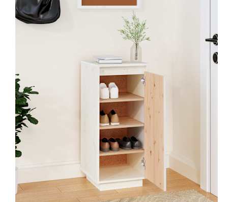 vidaXL Shoe Cabinet White 35x35x80 cm Solid Wood Pine