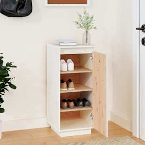 vidaXL Shoe Cabinet White 35x35x80 cm Solid Wood Pine