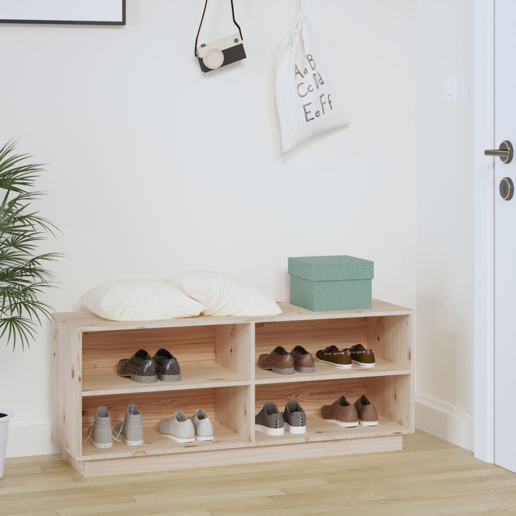 vidaXL Schoenenkast 110x34x45 cm massief grenenhout afbeelding