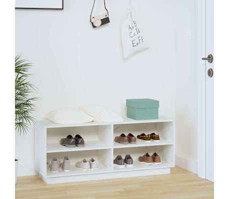 vidaXL Schuhregal Wei&szlig; 110x34x45 cm Massivholz Kiefer