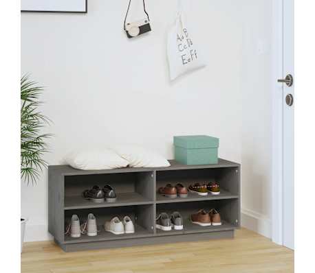 vidaXL Skohylle gr&aring; 110x34x45 cm heltre furu