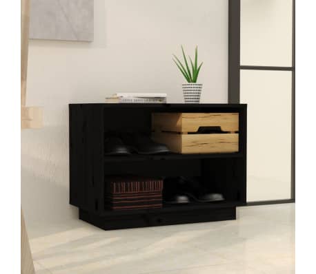 vidaXL Armoire &agrave; chaussures Noir 60x34x45 cm Bois de pin massif