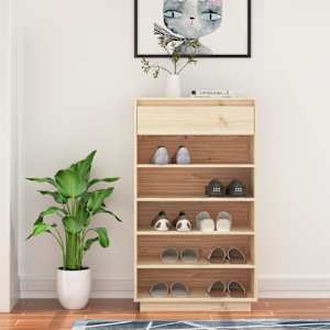 Omarica za čevlje 60x34x105 cm trdna borovina