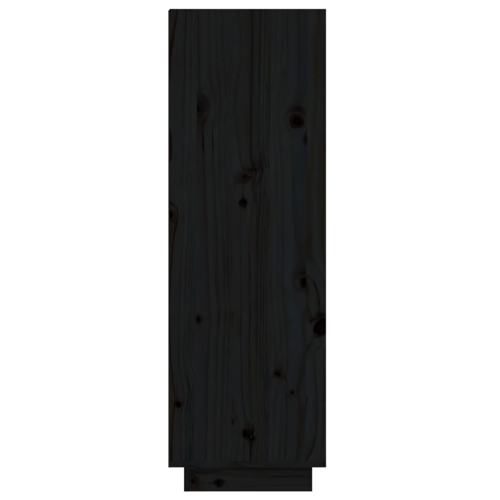 Szafka na buty, czarna, 60x34x105 cm, lite drewno sosnowe