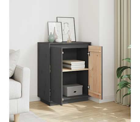 vidaXL Sideboard Grey 60x34x75 cm Solid Wood Pine