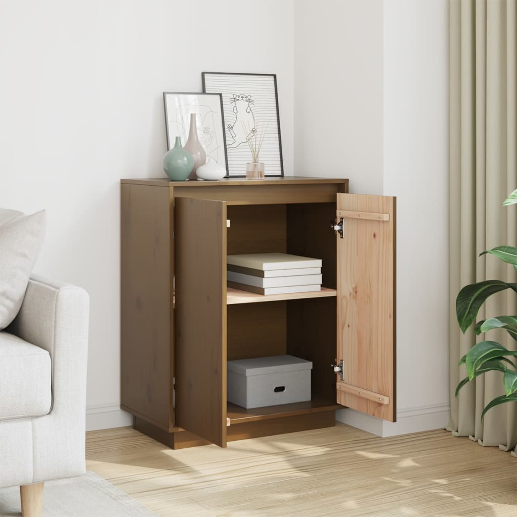 

vidaXL Dressoir 60x34x75 cm massief grenenhout honingbruin