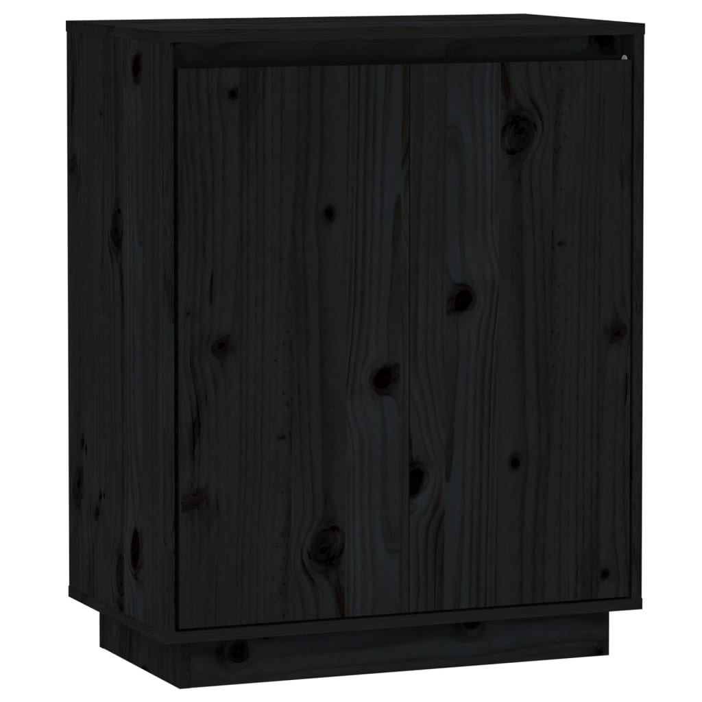 Příborník černý 60 x 34 x 75 cm masivní borové dřevo