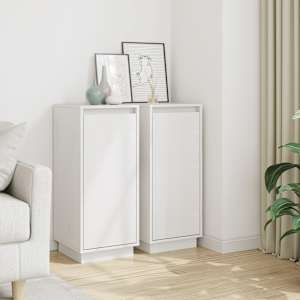 Komoda 2 kosa bela 31,5x34x75 cm trdna borovina