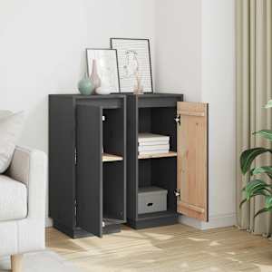 vidaXL Buffets 2 pcs Gris 31,5x34x75 cm Bois massif de pin