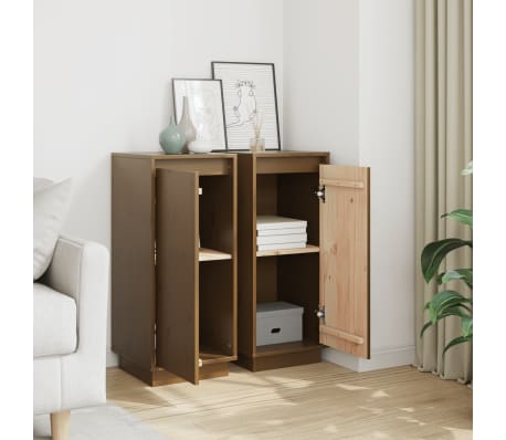 vidaXL Sideboards 2 Stk. Honigbraun 31,5x34x75 cm Massivholz Kiefer