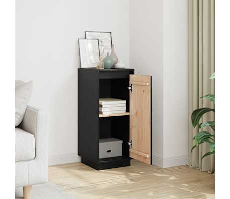 vidaXL Ντουλάπι Μαύρο 31,5 x 34 x 75 εκ. από Μασίφ Ξύλο Πεύκου