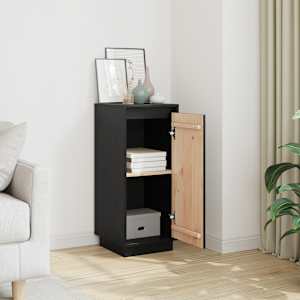 vidaXL Ντουλάπι Μαύρο 31,5 x 34 x 75 εκ. από Μασίφ Ξύλο Πεύκου