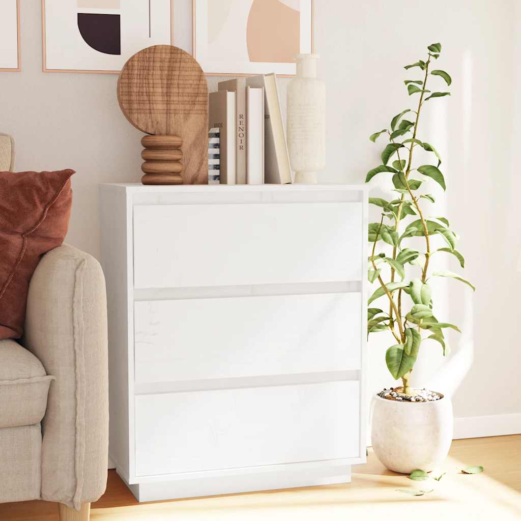 vidaXL Szafka, bia�a, 60 x 34 x 75 cm, lite drewno sosnowe