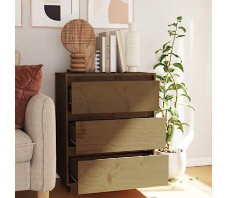 vidaXL Szafka, miodowy brąz, 60 x 34 x 75 cm, lite drewno sosnowe