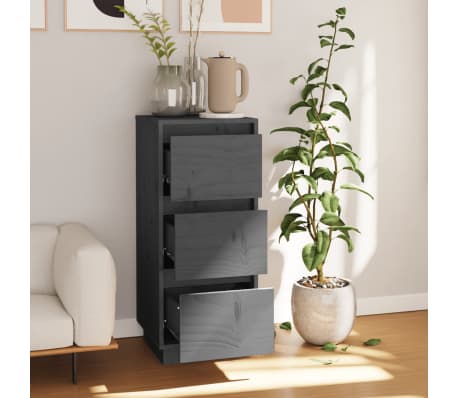 vidaXL Συρταριέρα Γκρι 32 x 34 x 75 εκ. από Μασίφ Ξύλο Πεύκου