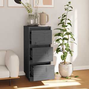 vidaXL Συρταριέρα Γκρι 32 x 34 x 75 εκ. από Μασίφ Ξύλο Πεύκου