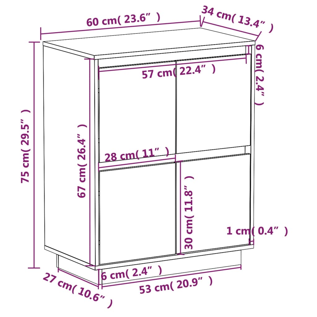 Komoda 60x34x75 cm trdna borovina