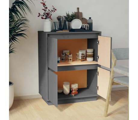 vidaXL Sideboard Grey 60x34x75 cm Solid Wood Pine