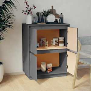 vidaXL Sideboard Grey 60x34x75 cm Solid Wood Pine