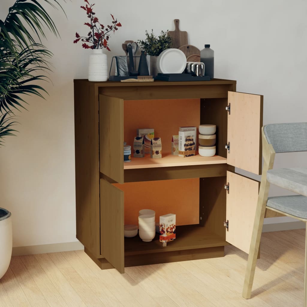 

vidaXL Dressoir 60x34x75 cm massief grenenhout honingbruin