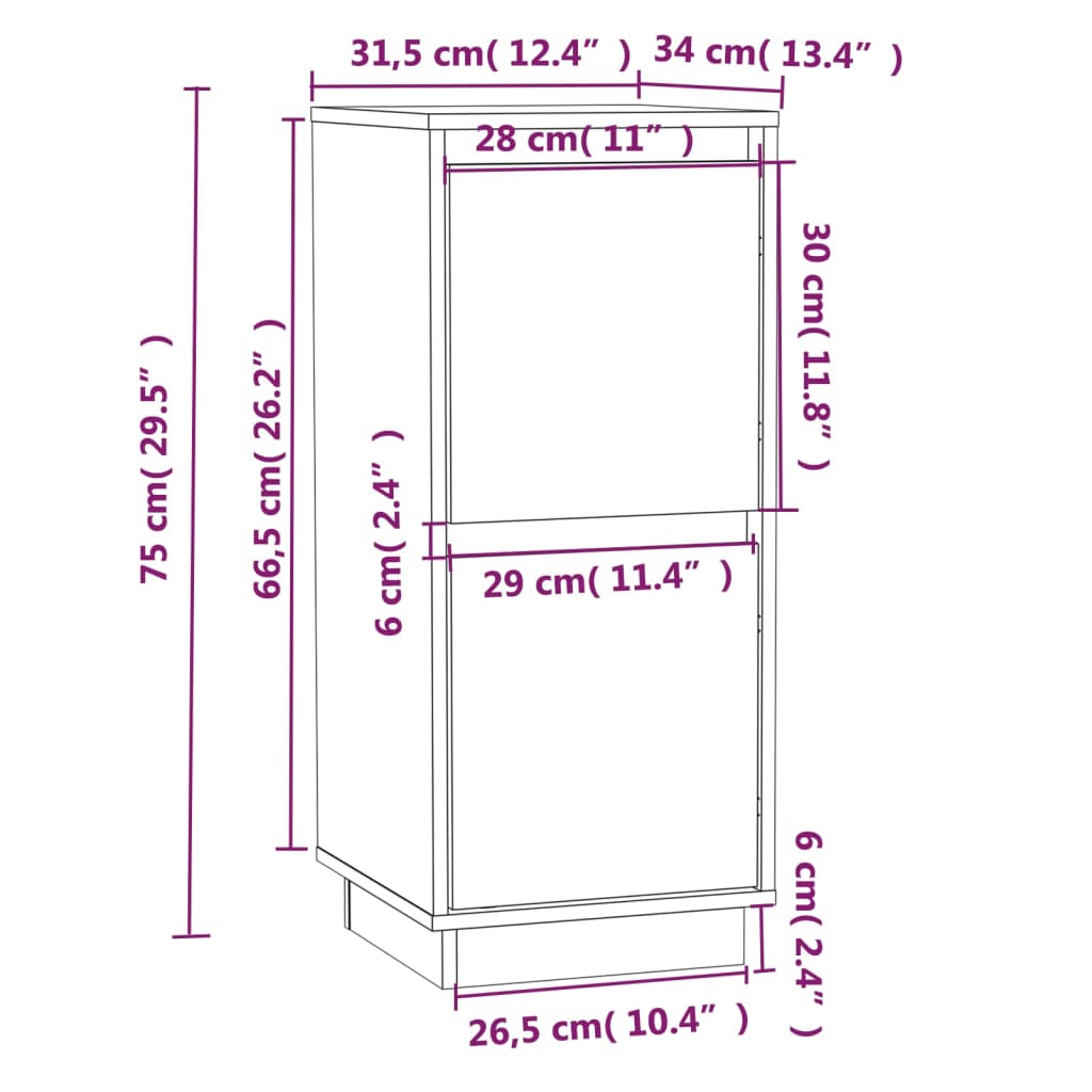 Komoda bela 31,5x34x75 cm trdna borovina