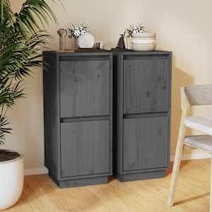 Komoda 2 kosa siva 31,5x34x75 cm trdna borovina
