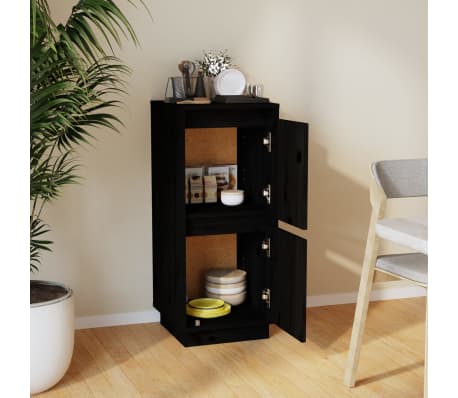 vidaXL Komoda crna 31,5 x 34 x 75 cm od masivne borovine