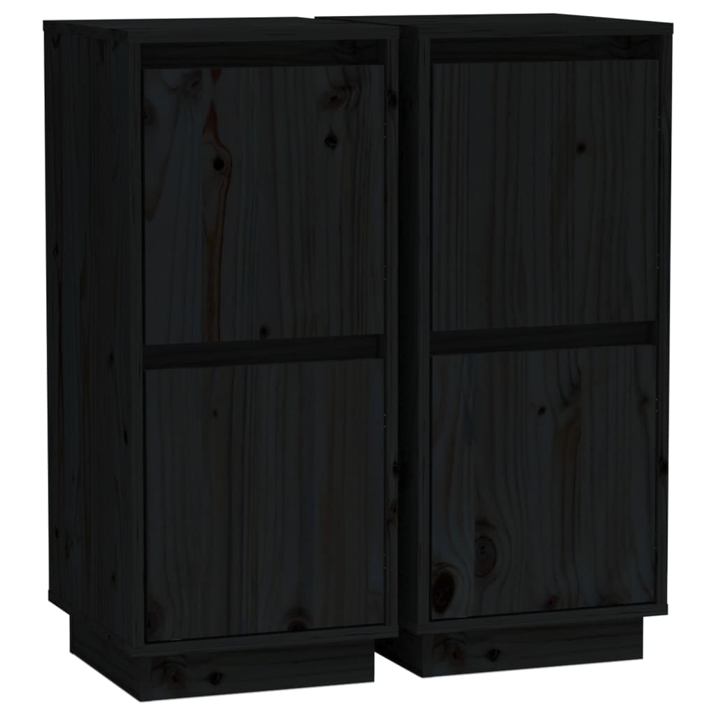 Thumbnail - vidaXL Sideboards 2 Stk. Schwarz 31,5x34x75 cm Massivholz Kiefer