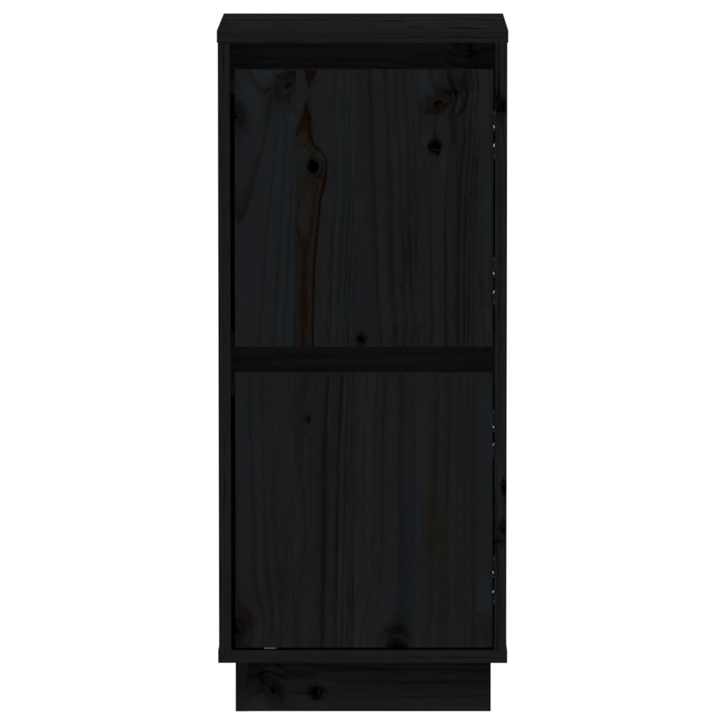 2 db fekete tömör fenyőfa tálalószekrény 31,5 x 34 x 75 cm