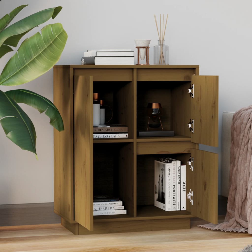 

vidaXL Dressoir 60x34x75 cm massief grenenhout honingbruin