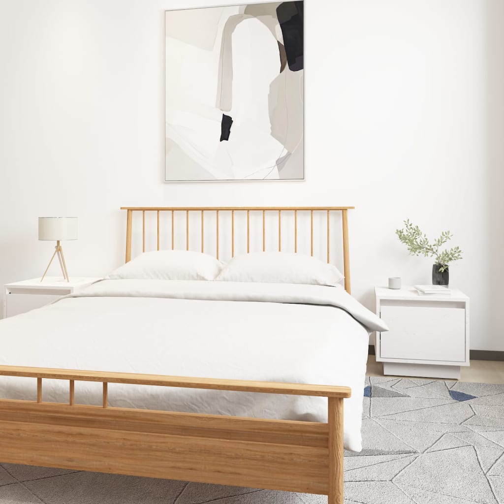 Mesita de noche blanca con 2 cajones de almacenamiento, mesitas de noche  pequeñas de madera para dormitorio, sala de estar, muebles de dormitorio de