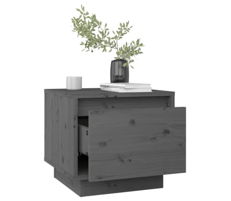 vidaXL Κομοδίνο Γκρι 35 x 34 x 32 εκ. από Μασίφ Ξύλο Πεύκου