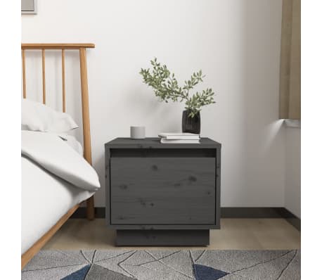 vidaXL Nattbord 2 stk gr&aring; 35x34x32 cm heltre furu