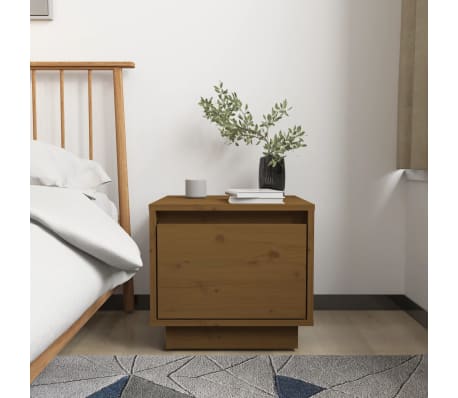 vidaXL Noční stolek medově hnědý 35 x 34 x 32 cm masivní borové dřevo