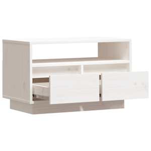 TV skříňka bílá 60 x 35 x 37 cm masivní borové dřevo - obrázek 7