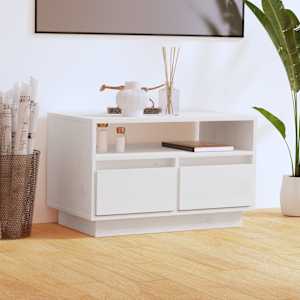 TV skříňka bílá 60 x 35 x 37 cm masivní borové dřevo