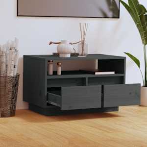 vidaXL Έπιπλο Τηλεόρασης Γκρι 60 x 35 x 37 εκ. από Μασίφ Ξύλο Πεύκου