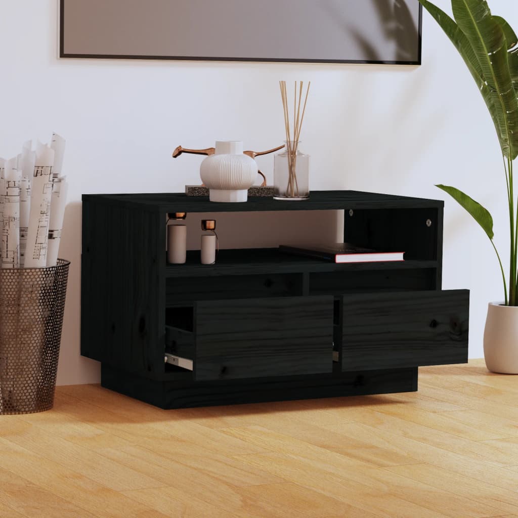

vidaXL Tv-meubel 60x35x37 cm massief grenenhout zwart