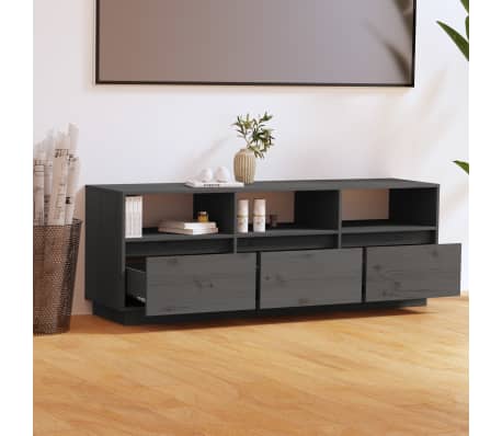 vidaXL Tv-meubel 140x37x50 cm massief grenenhout grijs