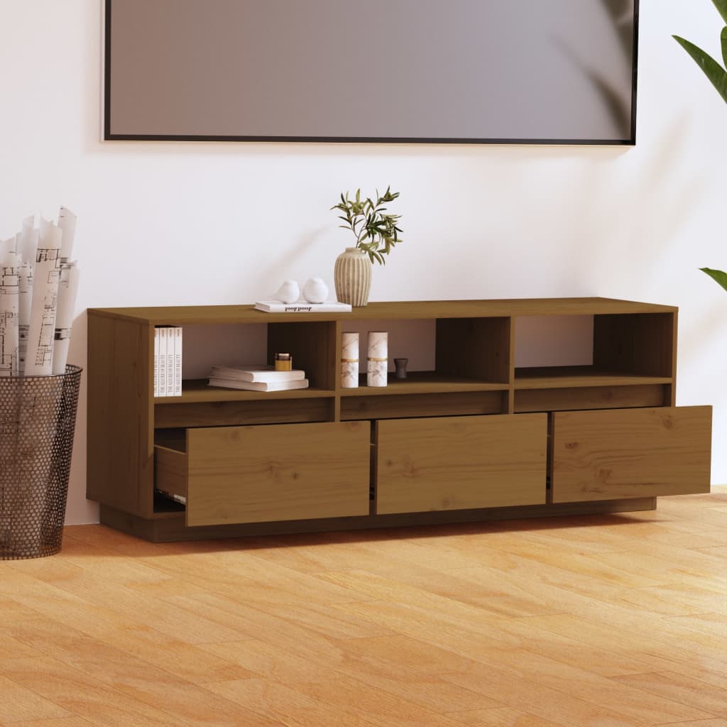 

vidaXL Tv-meubel 140x37x50 cm massief grenenhout honingbruin