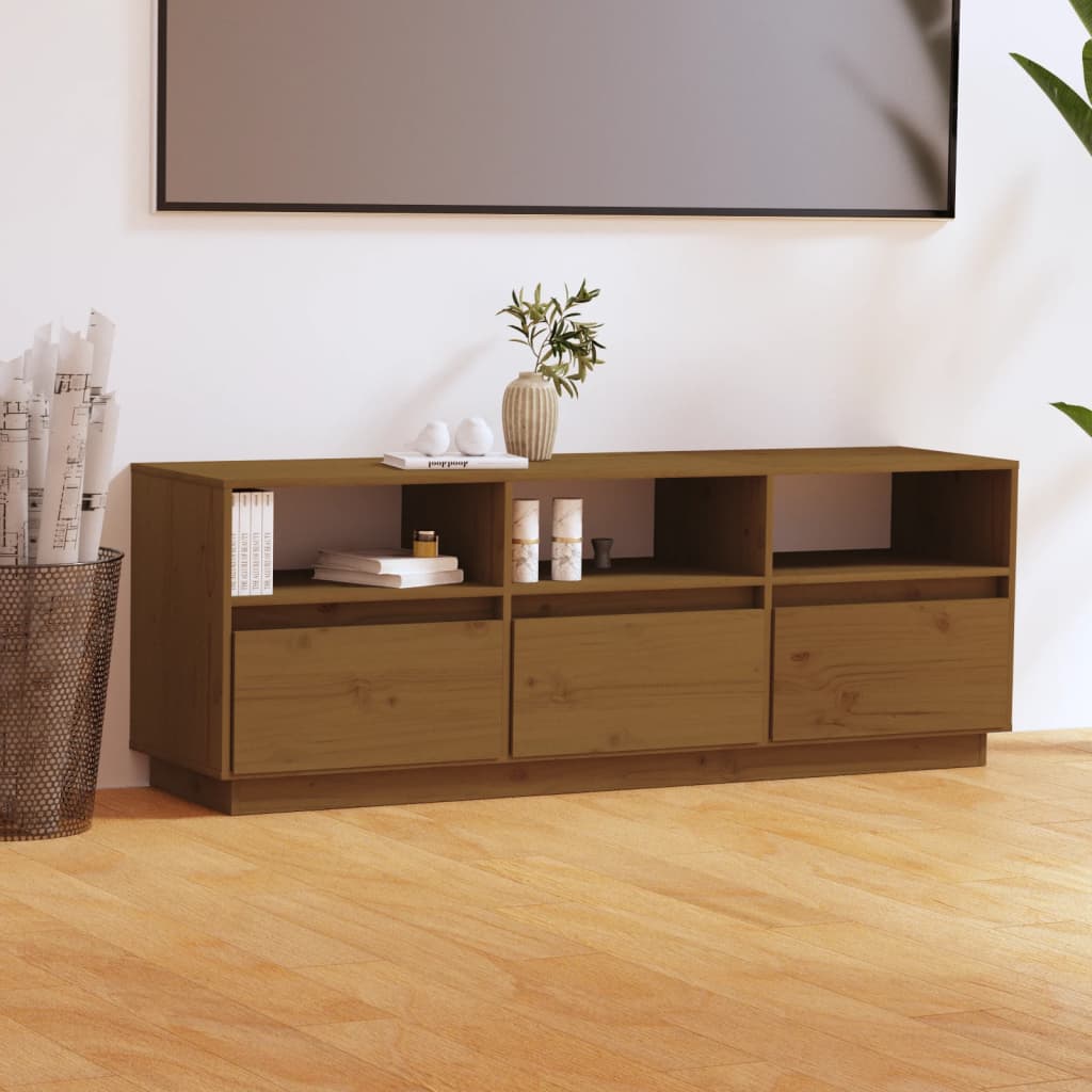 vidaXL TV-Schrank Honigbraun 140x37x50 cm Massivholz Kiefer