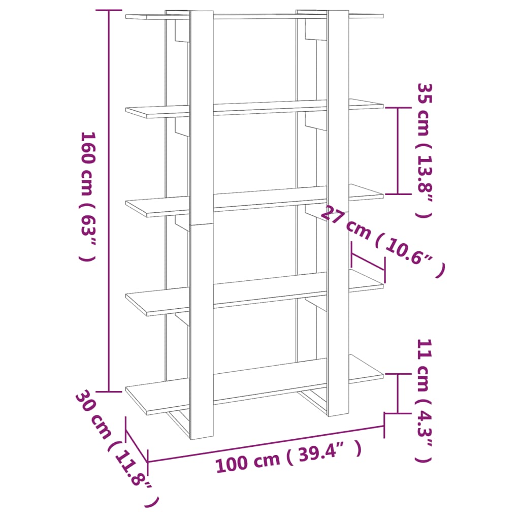 Bücherregal/Raumteiler Weiß 100×30×160 cm kaufen 7