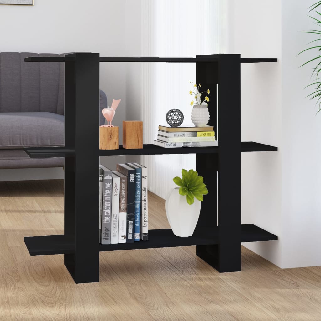 vida XL Bücherregal/Raumteiler Schwarz 100×30×87 cm