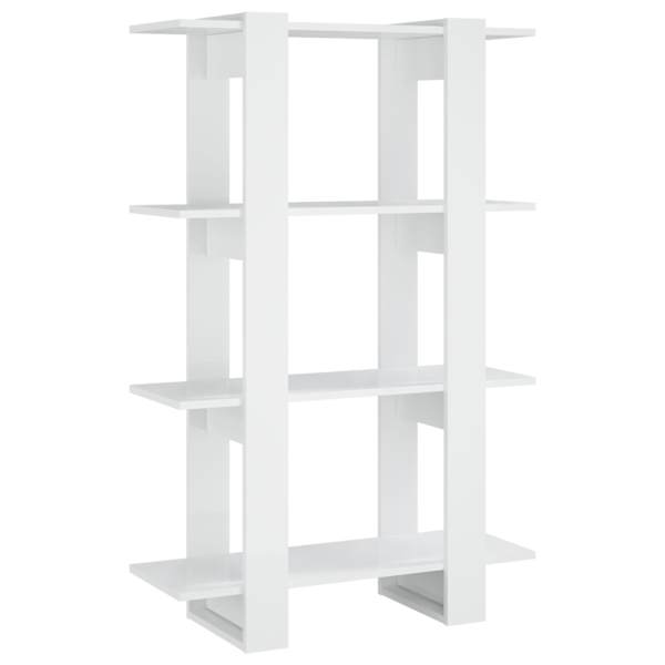 vidaXL raamaturiiul/ruumijagaja k&otilde;rgl&auml;ikega valge 80x30x123,5 cm