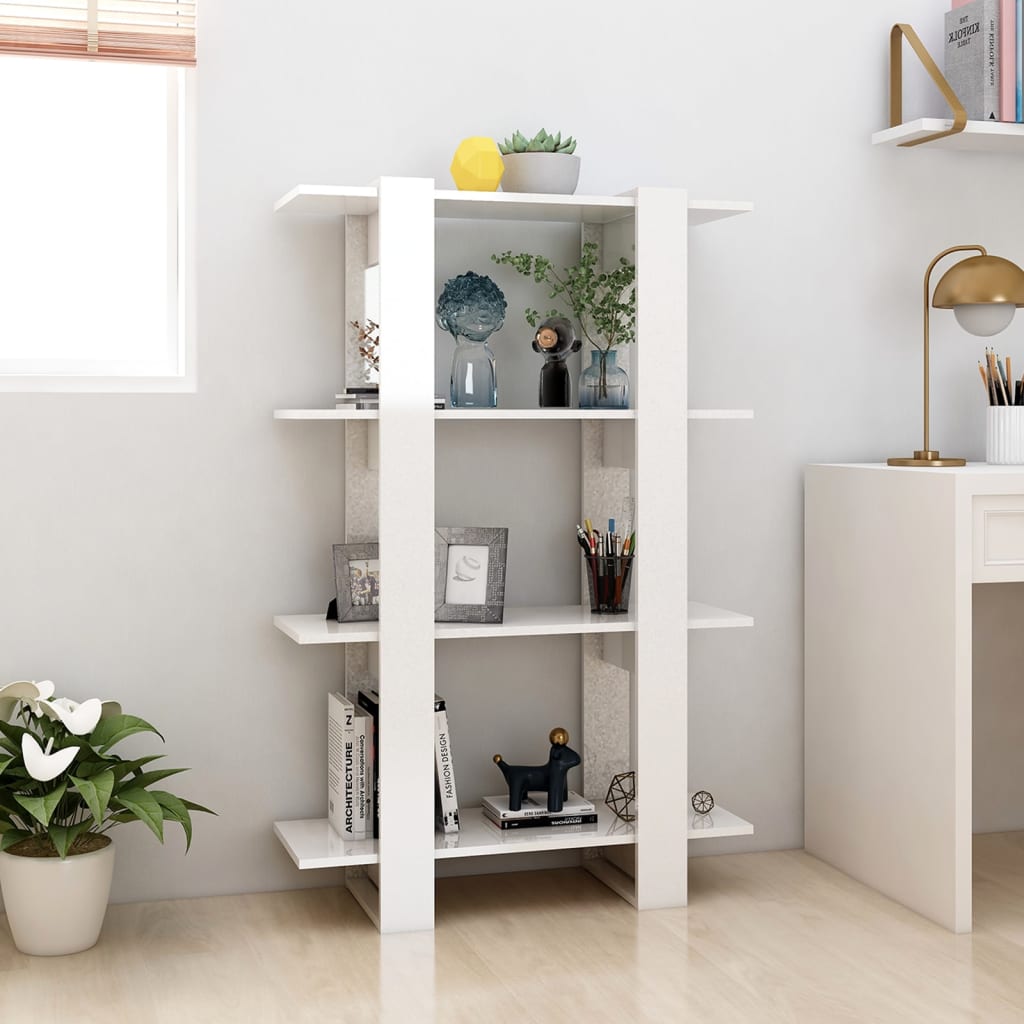 

vidaXL Boekenkast/kamerscherm 80x30x123,5 hoogglans wit