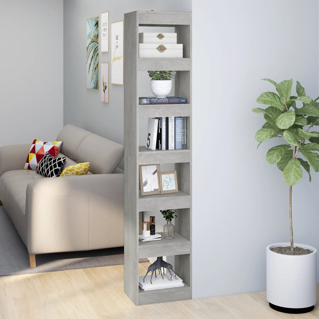 vidaXL Rega� na ksi��ki/przegroda, szaro�� betonu, 40x30x198 cm
