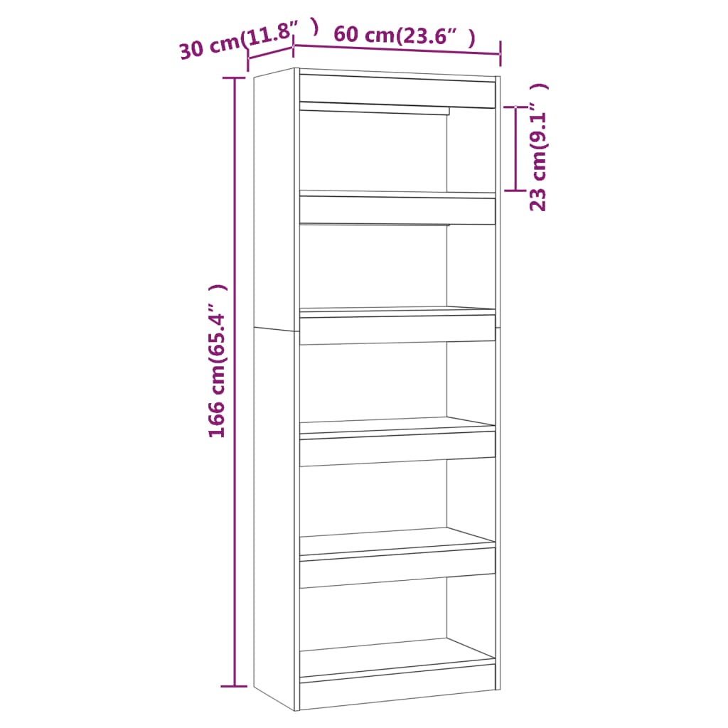 fekete forgácslap könyvszekrény/térelválasztó 60 x 30 x 166 cm