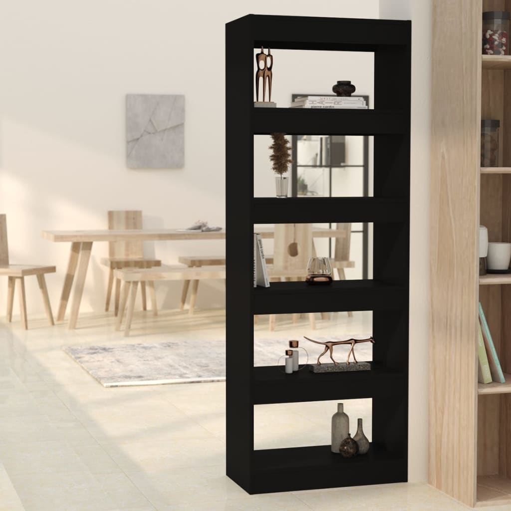 vidaXL Bücherregal/Raumteiler Schwarz 60x30x166 cm Holzwerkstoff