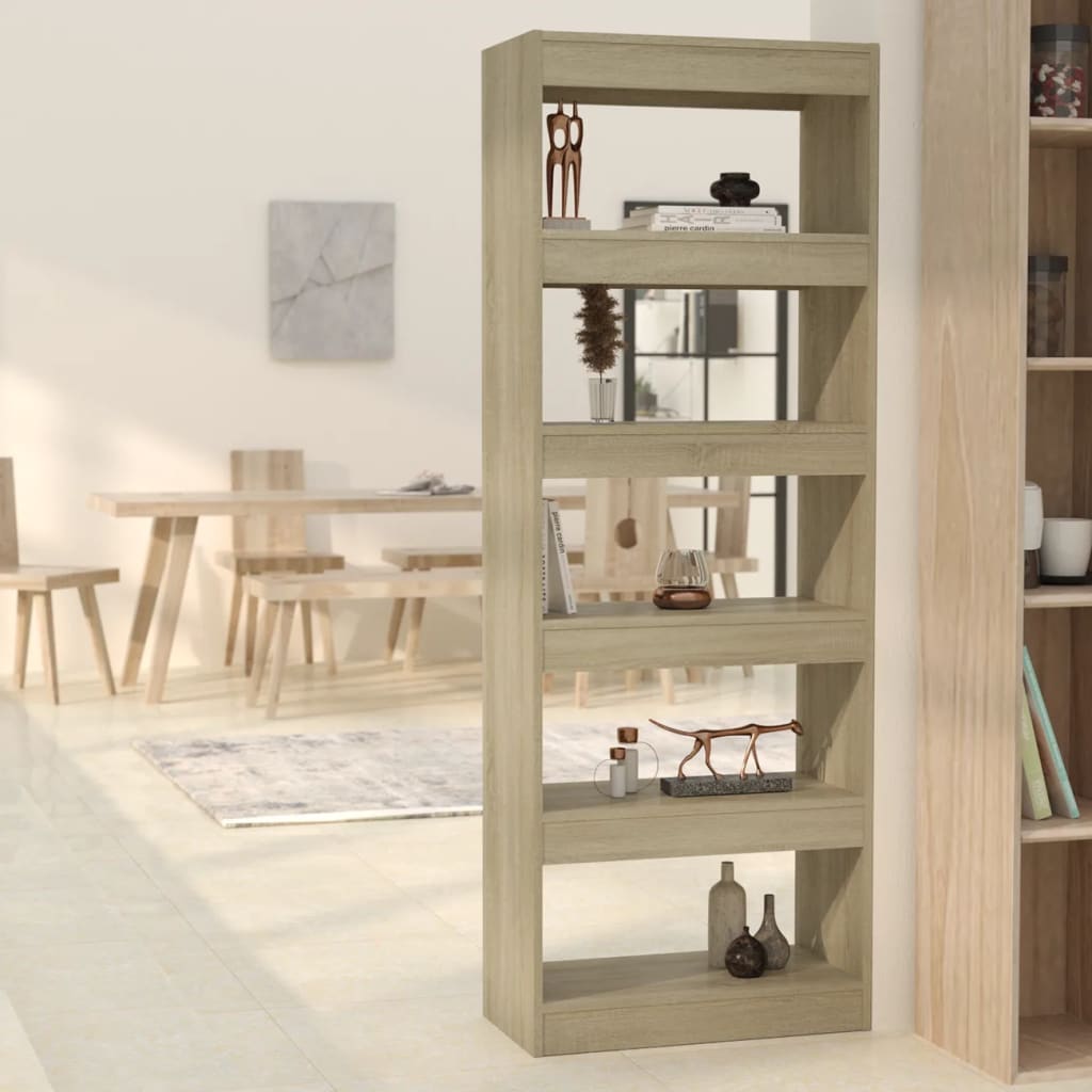 vidaXL Bücherregal/Raumteiler Sonoma-Eiche 60x30x166 cm Holzwerkstoff